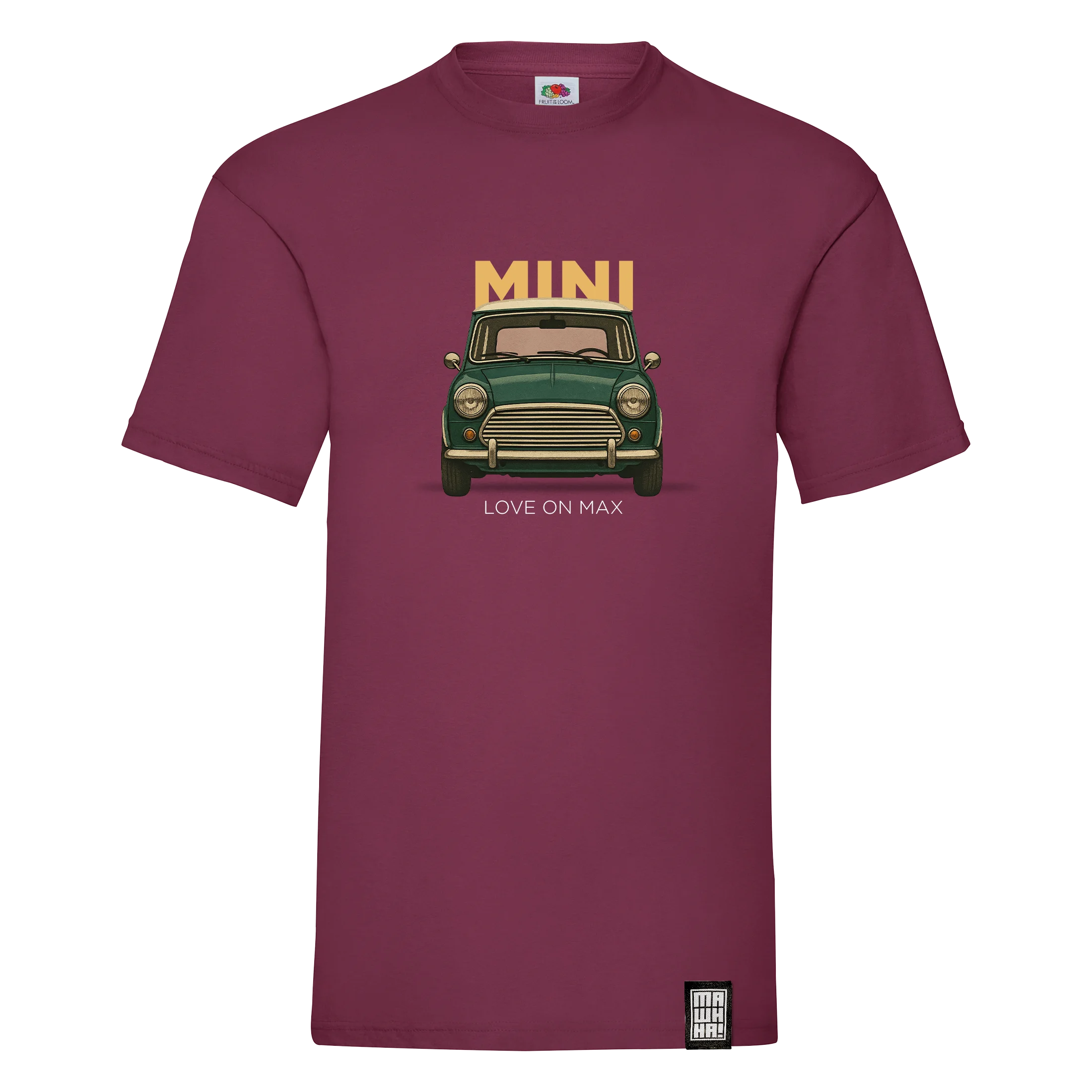 mini-burgundi Retro majica sa ilustracijom starog automobila iz prošlog veka