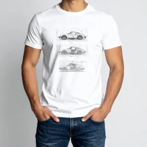 retro majica porsche blueprint