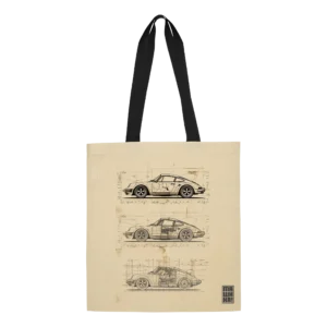 Retro ceger sa Porsche 911 automobilom u blueprint dizajnu