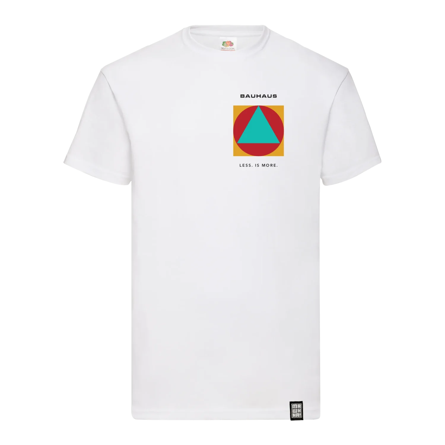 Natural retro majica sa minimalističkim Bauhaus printom na grudima i velikim blueprint dizajnom na leđima.