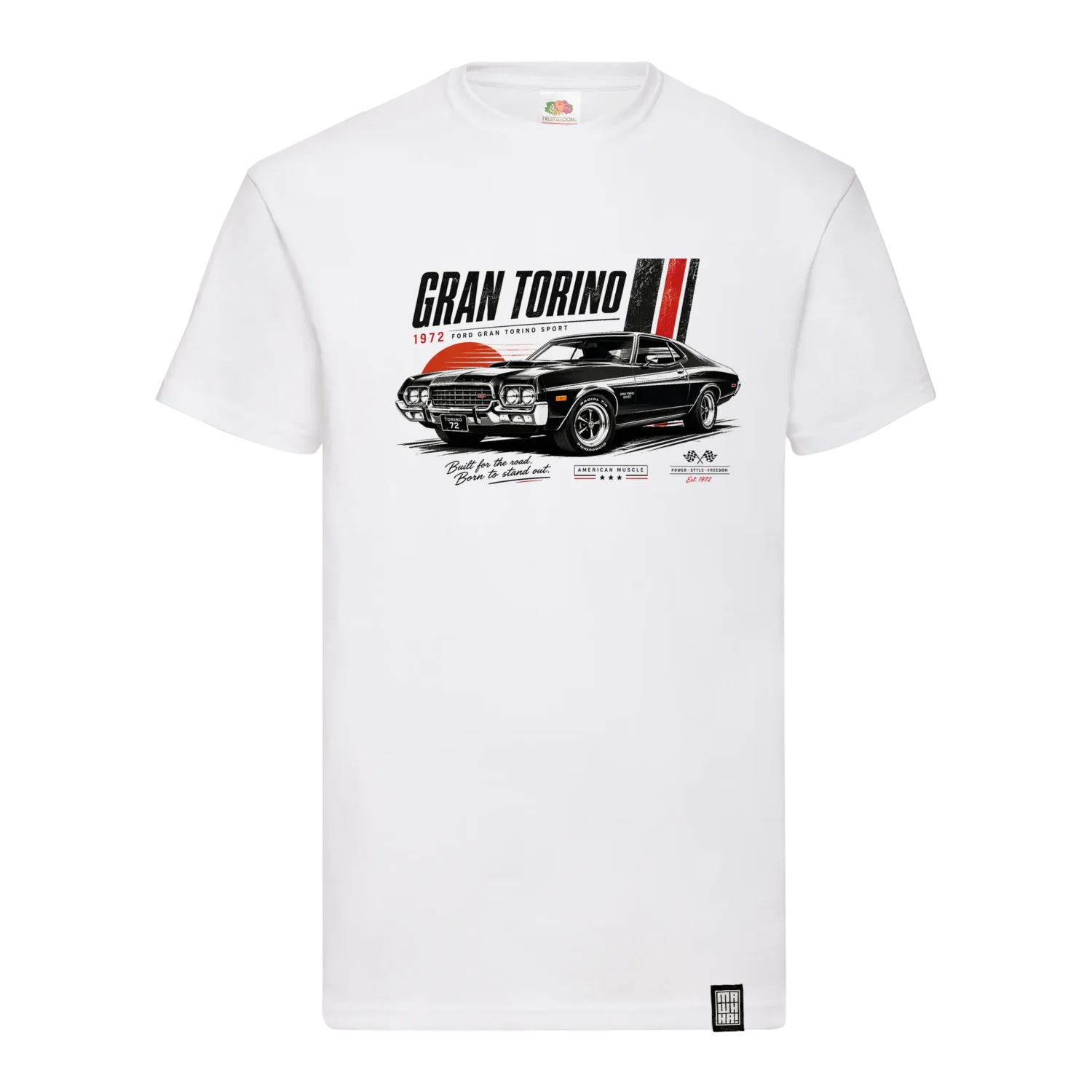 Retro majica sa ilustracijom Ford Gran Torino Sport automobila iz 1972. godine.