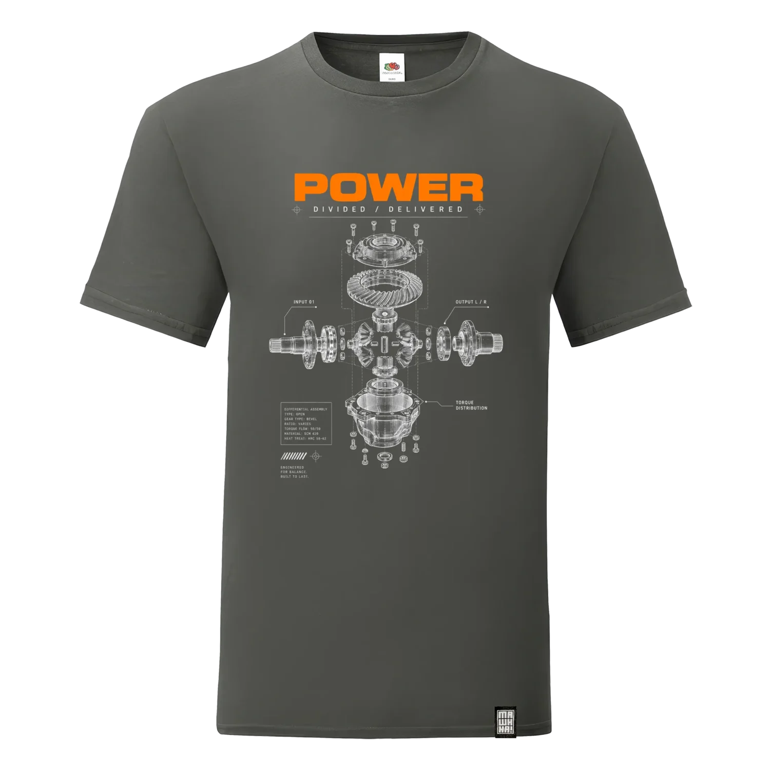 Differential POWER Premium majica sa tehničkom ilustracijom diferencijala